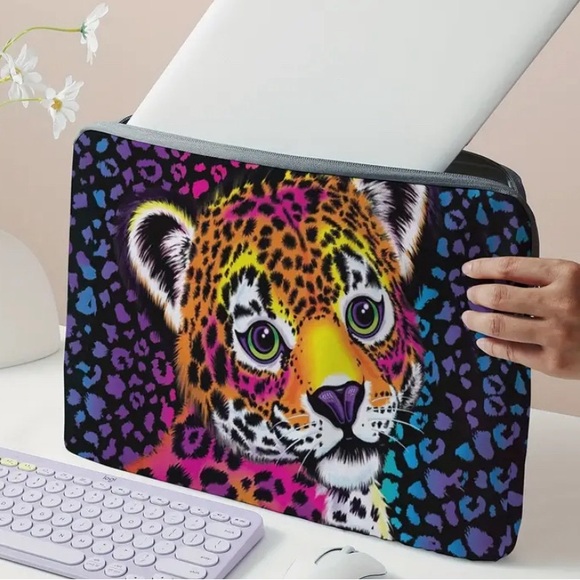 Lisa Frank Handbags - Lisa Frank - Soft Laptop Zipper Bag Colorful Leopard - NWOT -measurements in pic